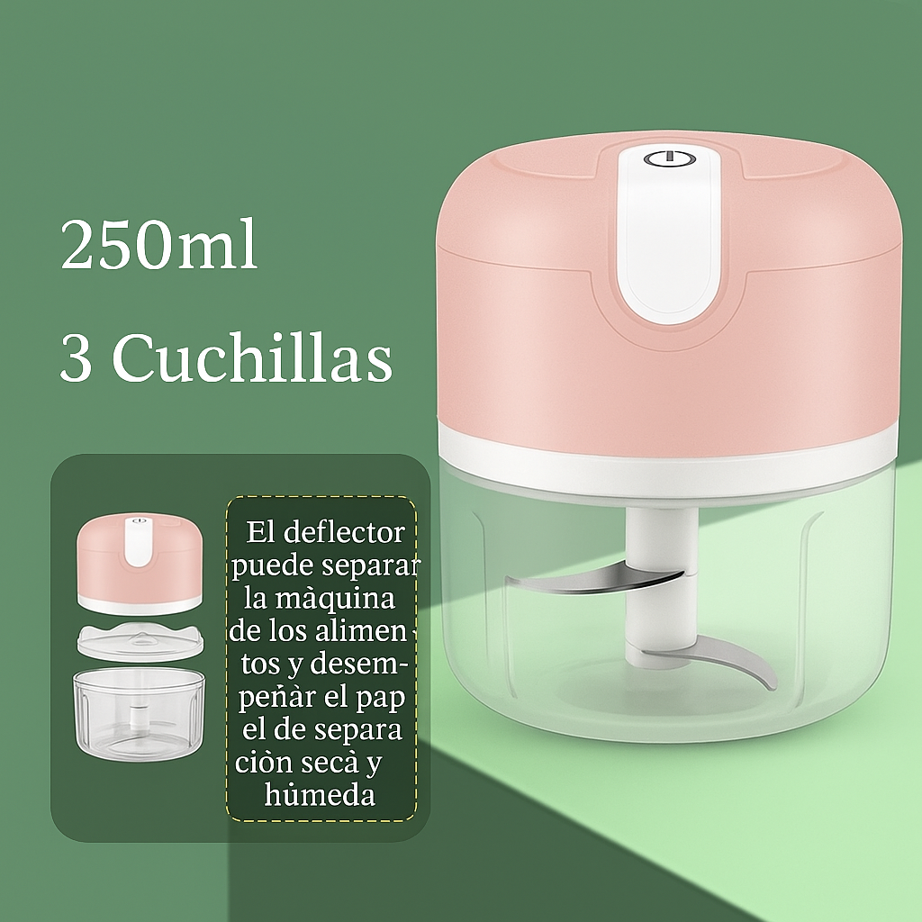 Mini Picadora Eléctrica de Ajo y Vegetales – USB Recargable, Multifuncional