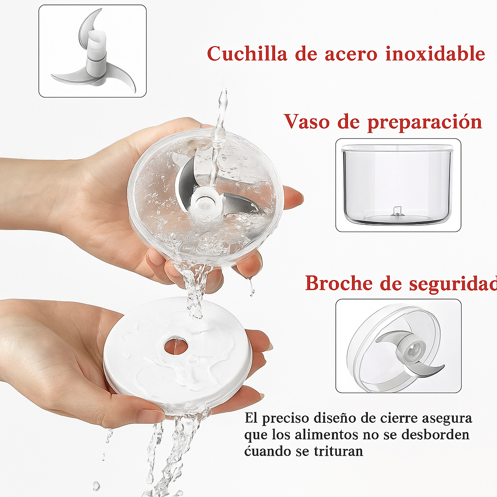 Mini Picadora Eléctrica de Ajo y Vegetales – USB Recargable, Multifuncional
