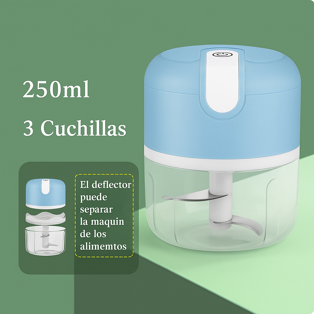 Mini Picadora Eléctrica de Ajo y Vegetales – USB Recargable, Multifuncional