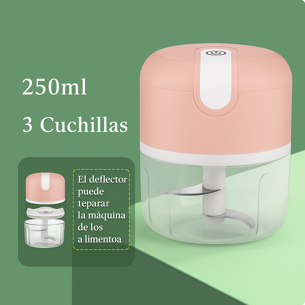 Mini Picadora Eléctrica de Ajo y Vegetales – USB Recargable, Multifuncional