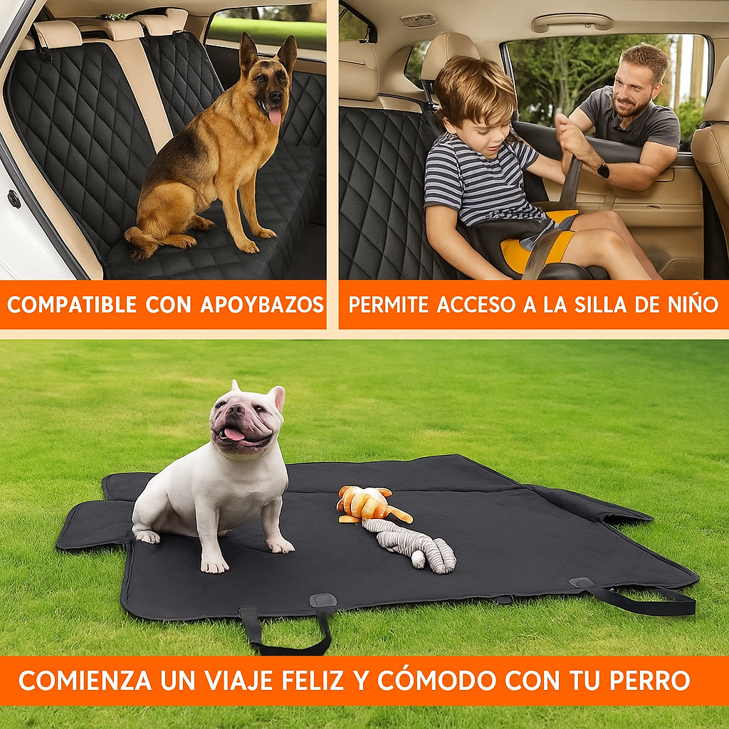 Funda de Asiento para Coche – Impermeable y Antideslizante para Mascotas y Niños