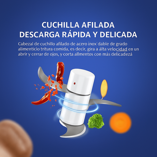 Mini Picadora Eléctrica de Ajo y Vegetales – USB Recargable, Multifuncional