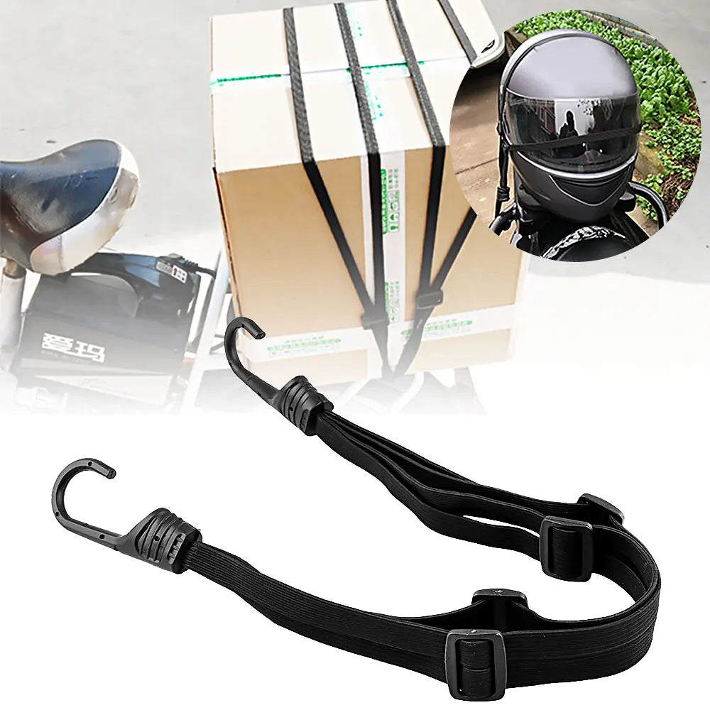 Helmet Rope Highly Elastic Luggage Binding Cord Motorcycles Strength Retractable Helmet Luggage Elastic Rope Strap with 2 Hooks