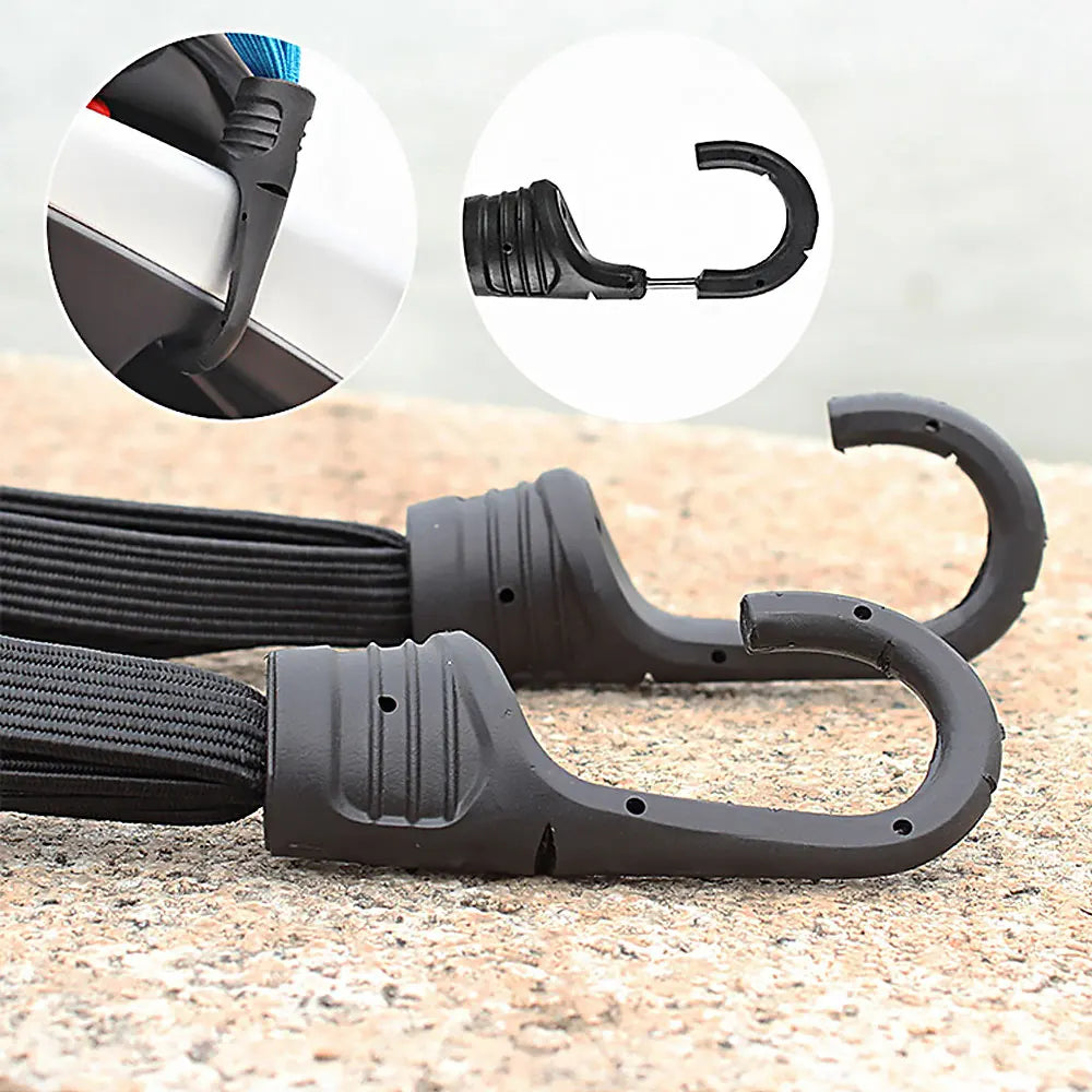 Helmet Rope Highly Elastic Luggage Binding Cord Motorcycles Strength Retractable Helmet Luggage Elastic Rope Strap with 2 Hooks