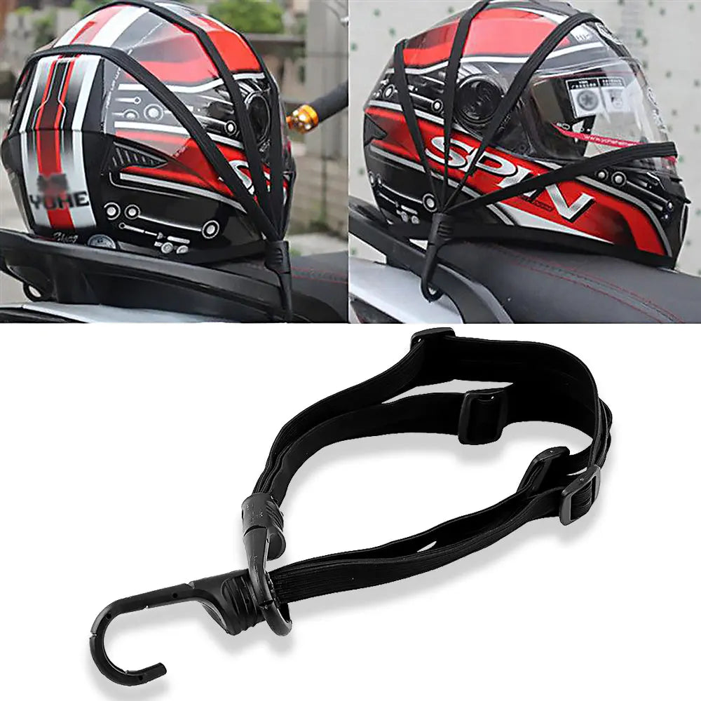 Helmet Rope Highly Elastic Luggage Binding Cord Motorcycles Strength Retractable Helmet Luggage Elastic Rope Strap with 2 Hooks